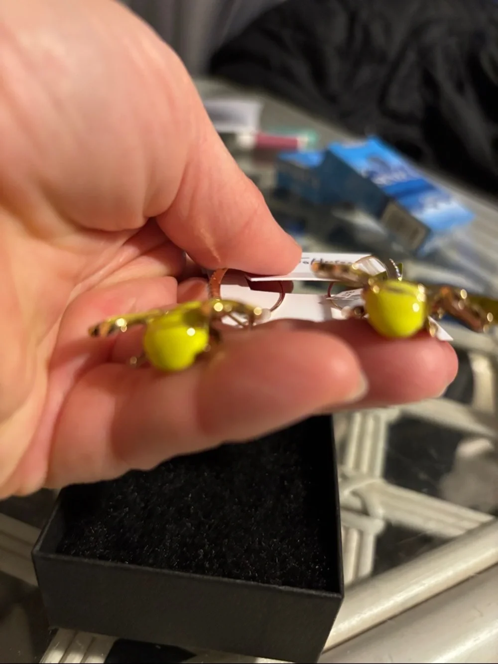 Betsey Johnson Yellow Enamel Bee Drop Earrings NWT - Picture 7 of 7